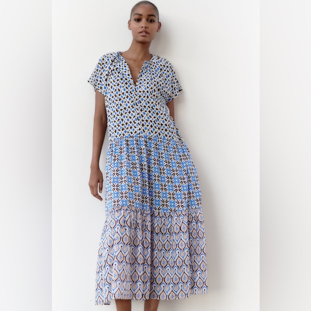 Zara Patchwork Midi Dress